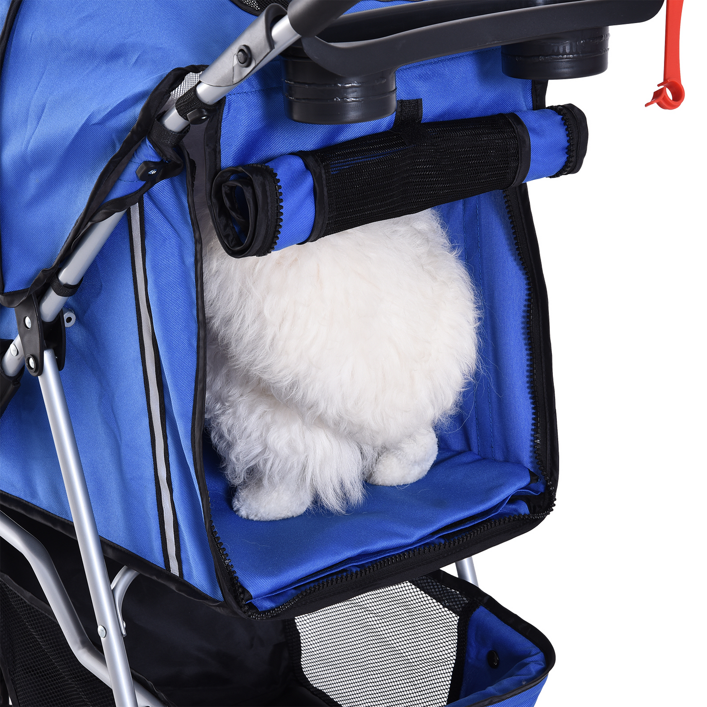 PawHut Pet Travel Stroller Cat Dog Pushchair Trolley Puppy Jogger Carrier Three Wheels for Small Miniature Dogs(Blue)