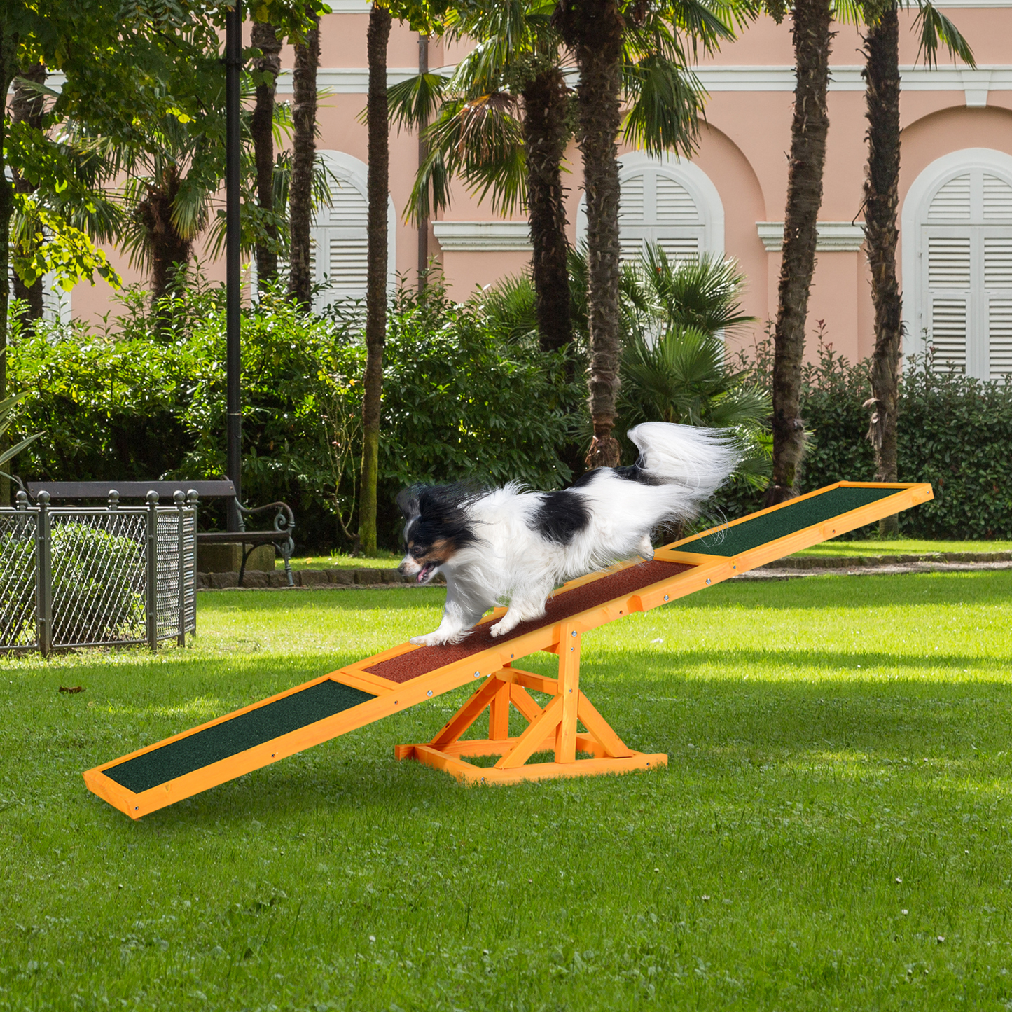 PawHut Wooden Pet Seesaw Activity Sport Dog Training Agility Obedience Equipment Toy Pet Supplies Weather Resistant (1.8m)