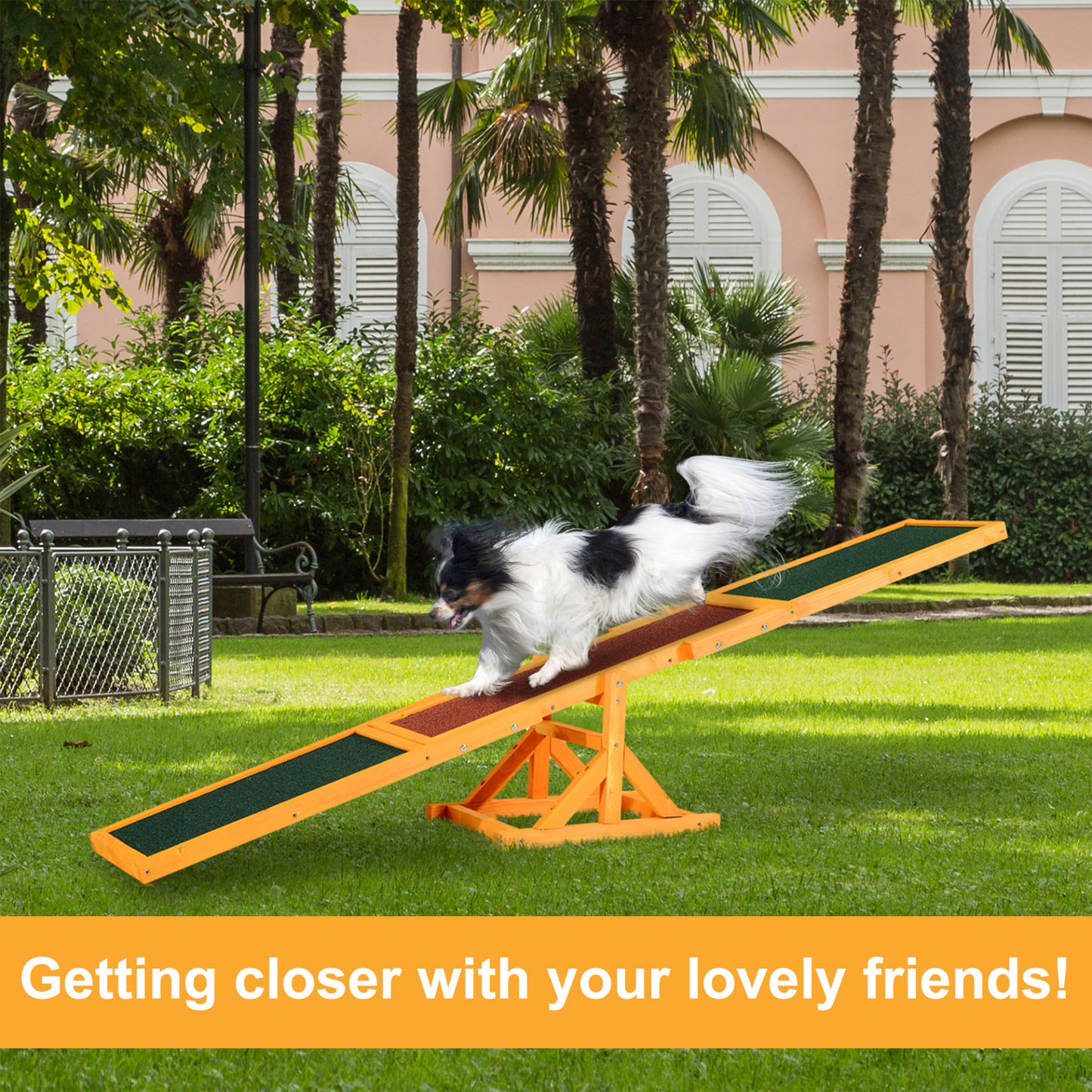 PawHut Wooden Pet Seesaw Activity Sport Dog Training Agility Obedience Equipment Toy Pet Supplies Weather Resistant (1.8m)