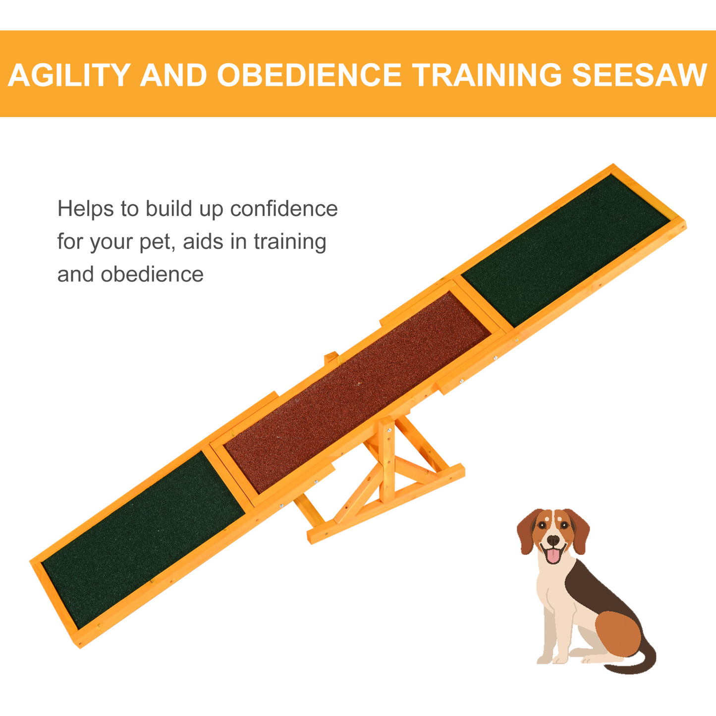 PawHut Wooden Pet Seesaw Activity Sport Dog Training Agility Obedience Equipment Toy Pet Supplies Weather Resistant (1.8m)
