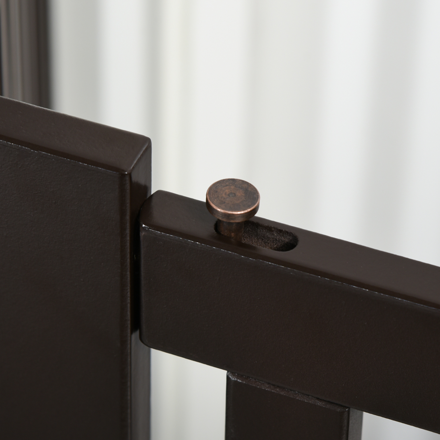 PawHut Freestanding Dog Gate Wood Doorway Safety Pet Barrier Fence Foldable w/ Latch Support Feet Deep Brown, 155 x 76 cm