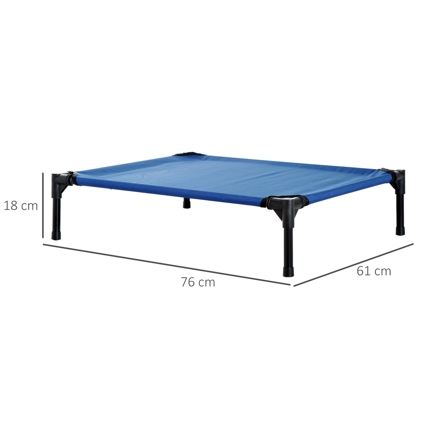 PawHut Raised Dog Bed Cat Elevated Lifted Portable Camping w/ Metal Frame Blue (Medium)