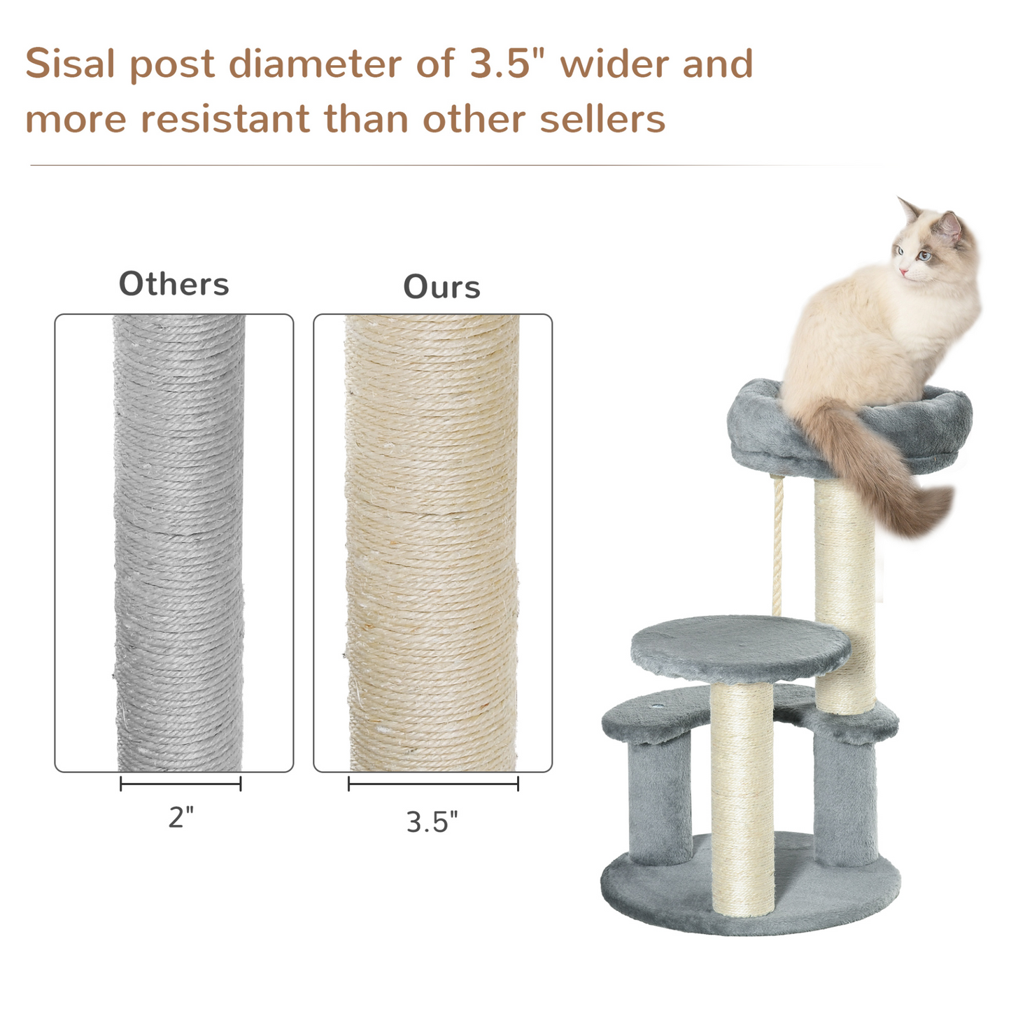 PawHut Cat Tree for Indoor Cats Kitty Scratcher Kitten Activity Centre & Scratching Post