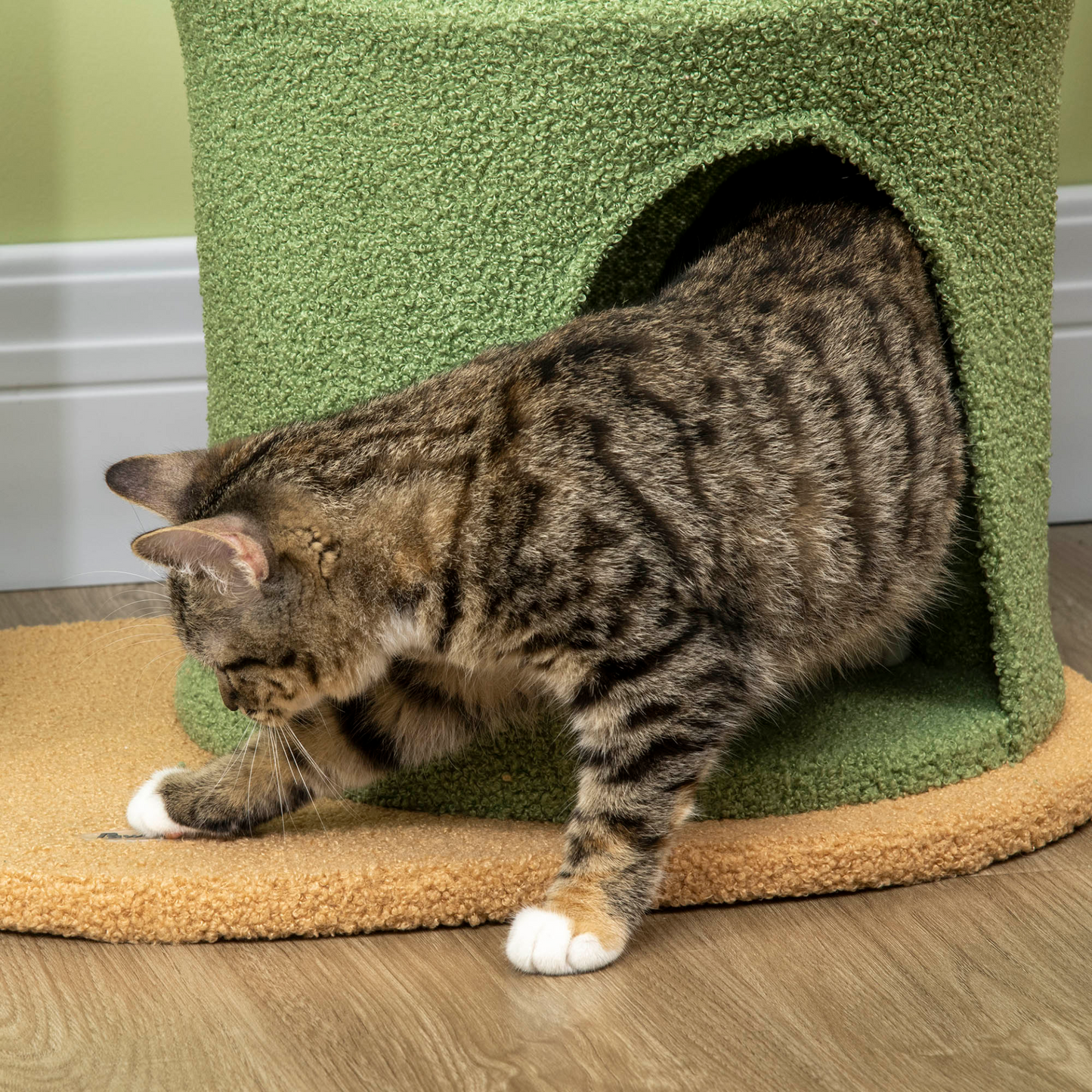 PawHut Cactus Designed Cat Tree 83cm Cat Climbing Tower Kitten Activity Centre w/ Cat House, Bed, Sisal Scratching Post, Hanging Toy Ball - Green