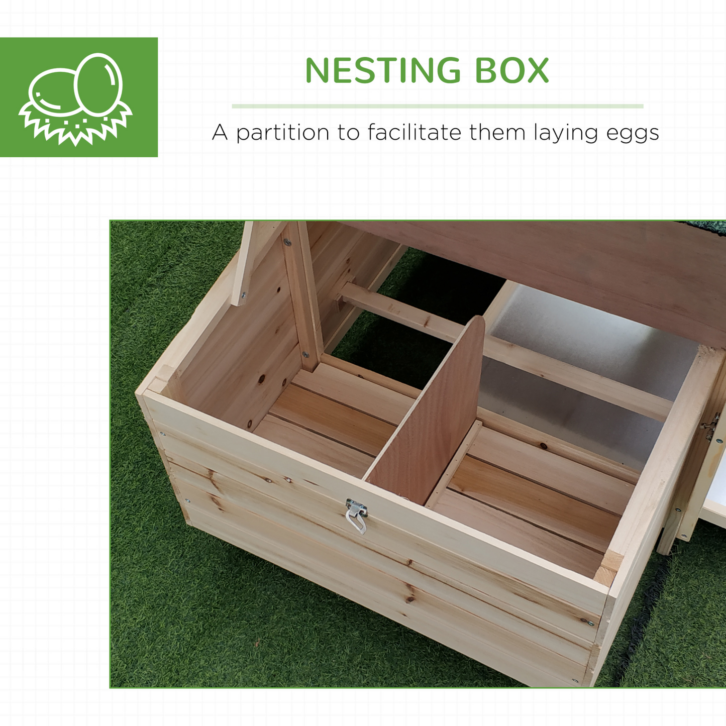 PawHut Chicken Coop with Run Hen House Poultry Coops Cages Pen Outdoor Backyard with Nesting Box 196 x 76 x 97cm Natural