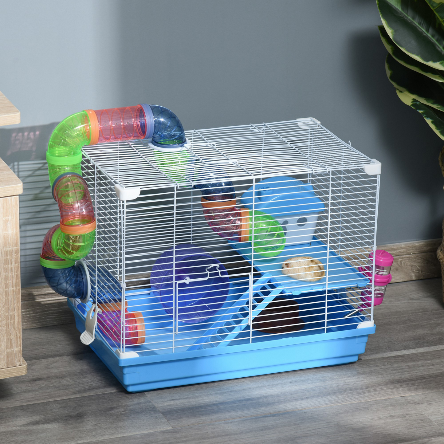 Pawhut 2 Tier Hamster Cage Carrier Habitat Small Animal House