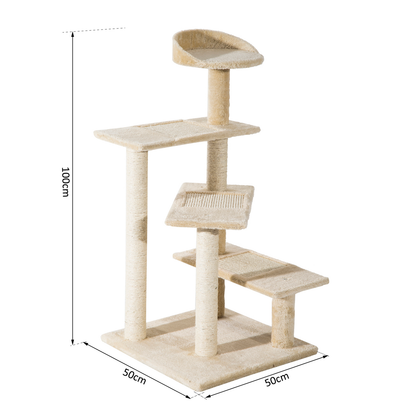 PawHut Cat Tree for Indoor Cats Kitten Scratch Scratching Scratcher Sisal Post Climbing Tower Activity Centre Beige