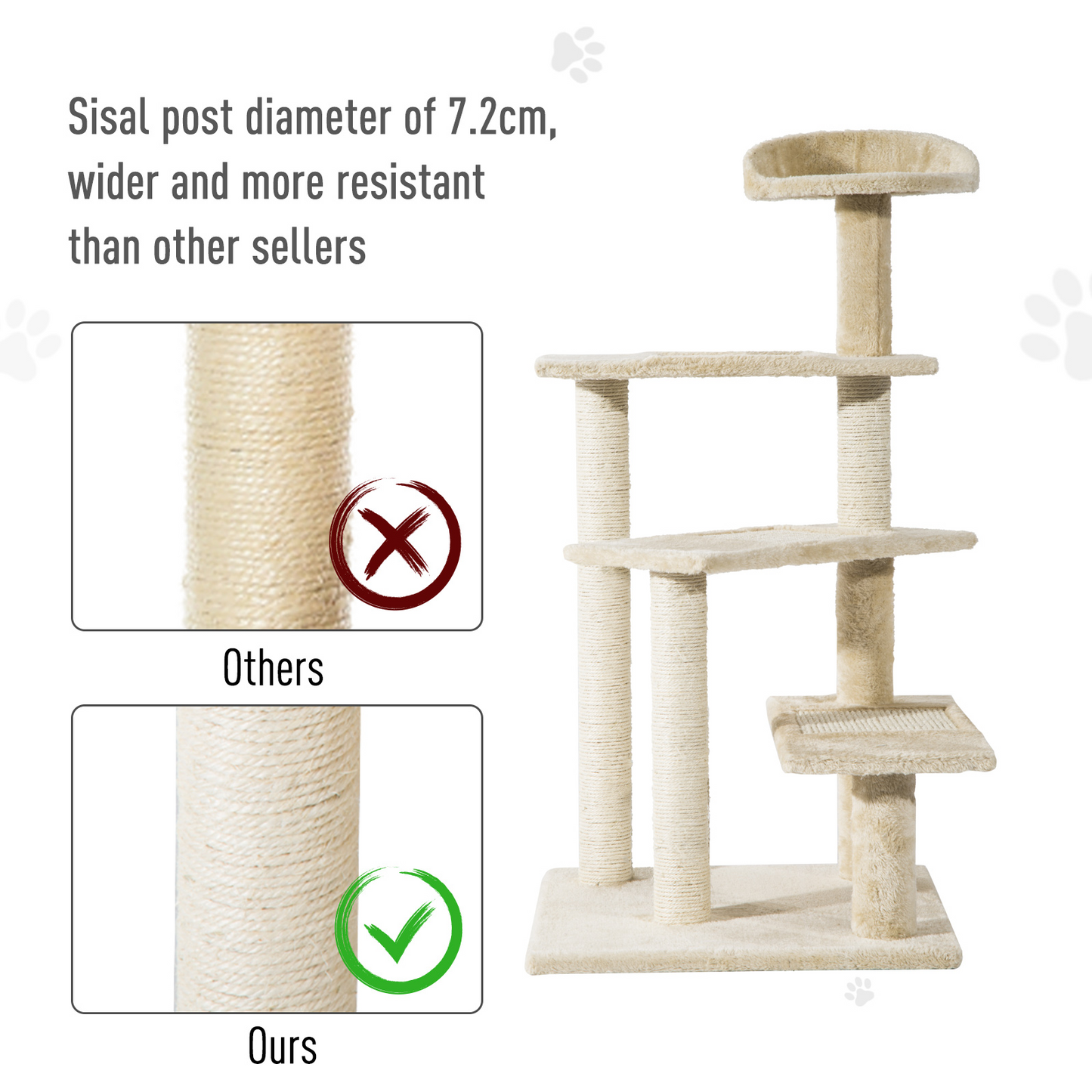 PawHut Cat Tree for Indoor Cats Kitten Scratch Scratching Scratcher Sisal Post Climbing Tower Activity Centre Beige
