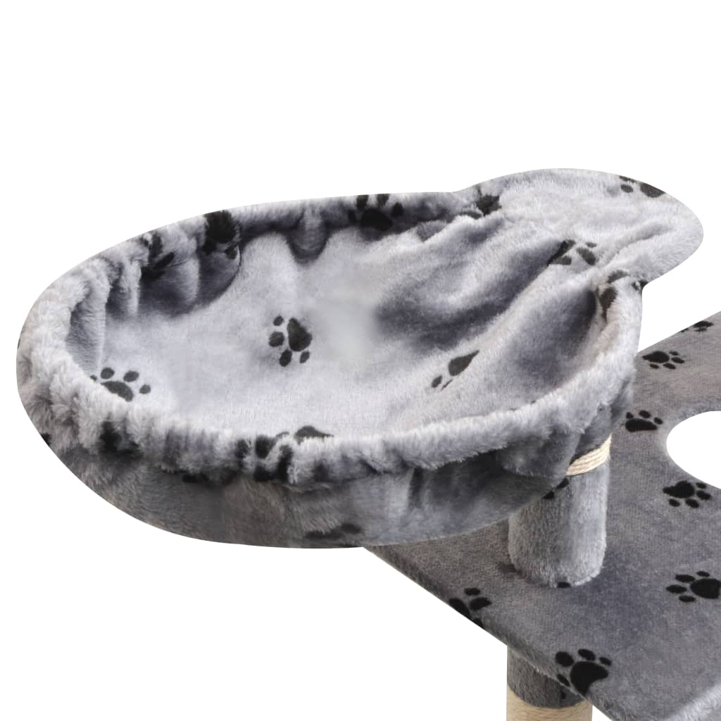 vidaXL Cat Tree with Sisal Scratching Posts 150 cm Paw Prints Grey