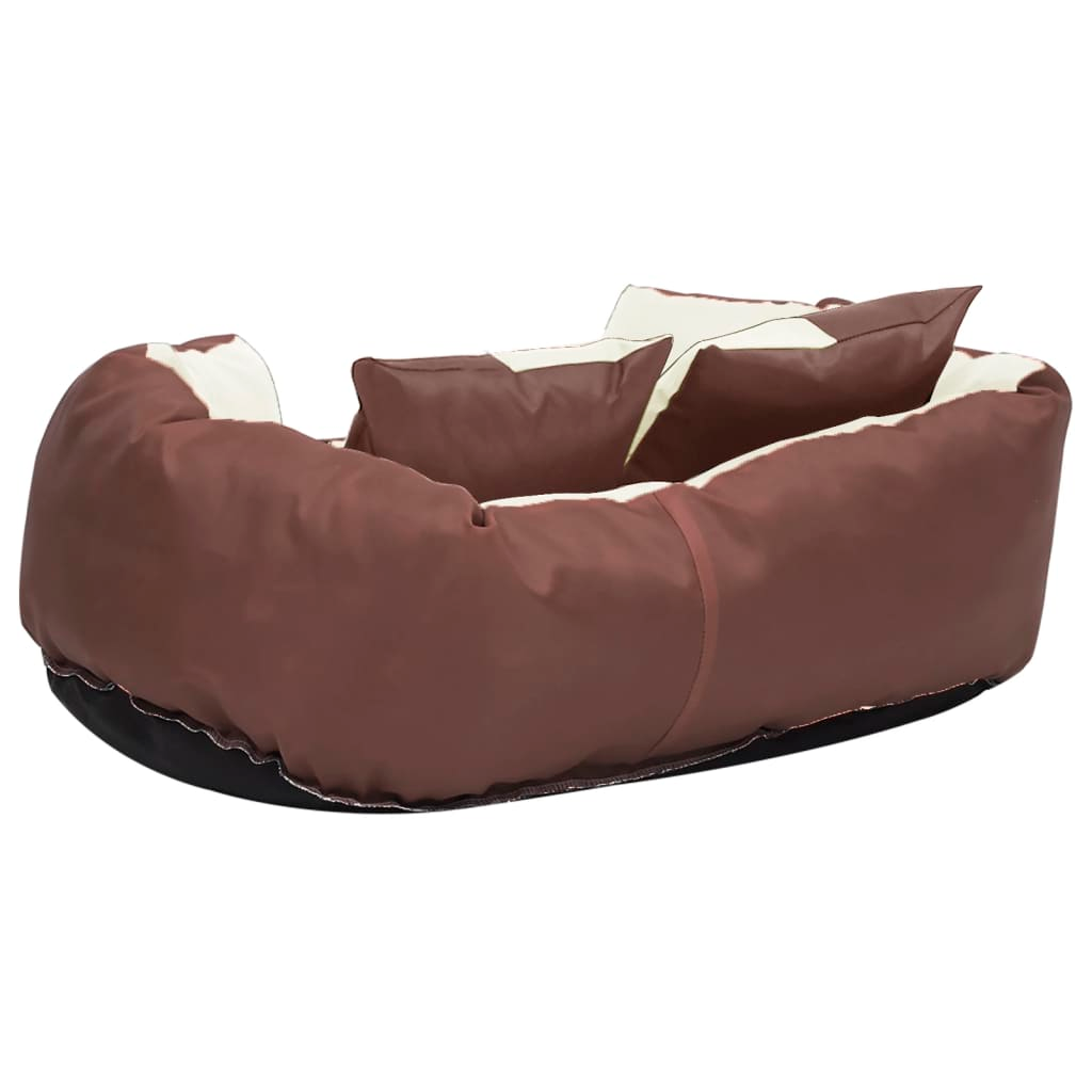 vidaXL Reversible & Washable Dog Cushion Brown and Cream 65x50x20 cm