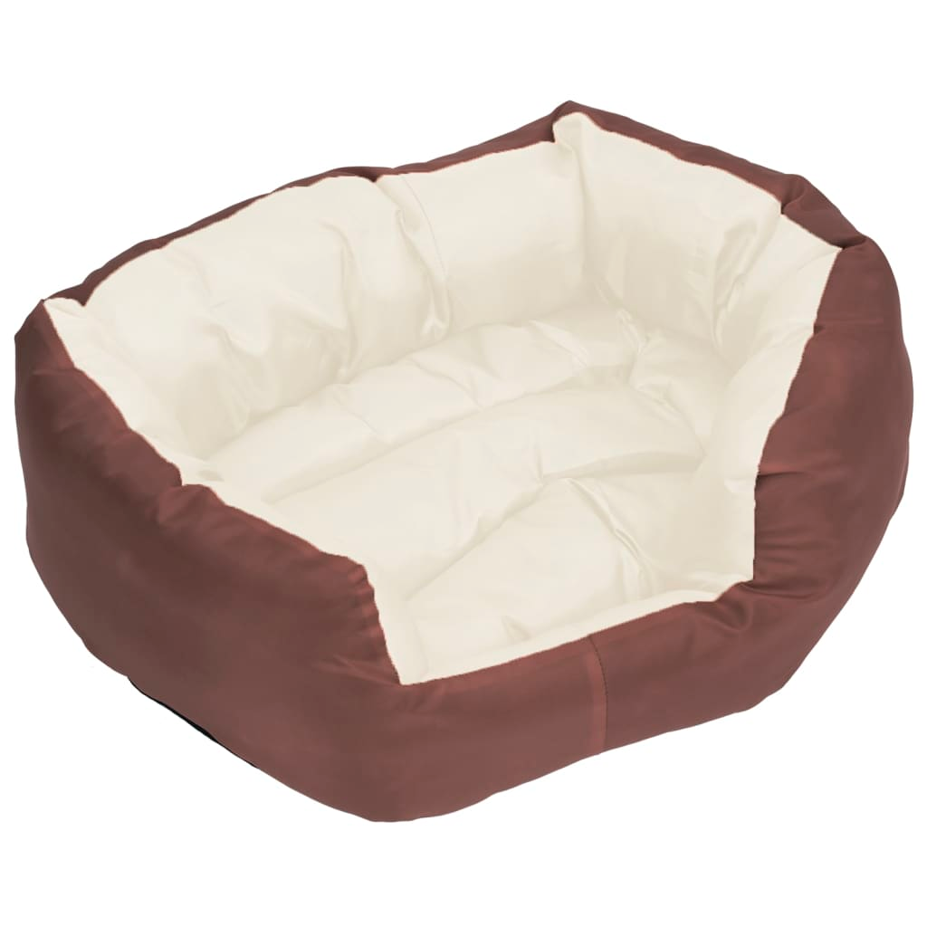 vidaXL Reversible & Washable Dog Cushion Brown and Cream 65x50x20 cm