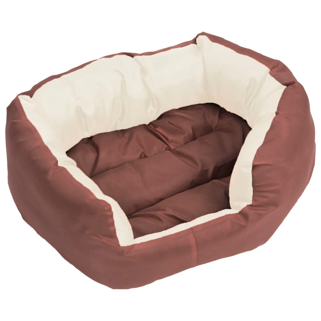 vidaXL Reversible & Washable Dog Cushion Brown and Cream 65x50x20 cm