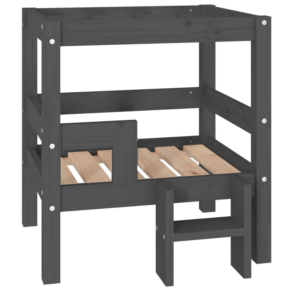 vidaXL Dog Bed Grey 55.5x53.5x60 cm Solid Wood Pine