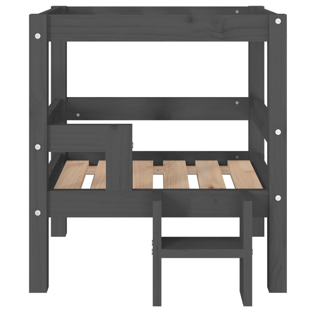 vidaXL Dog Bed Grey 55.5x53.5x60 cm Solid Wood Pine