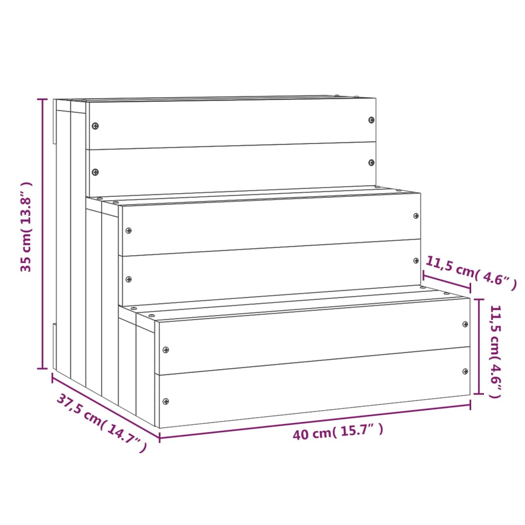 vidaXL Pet Stair 40x37.5x35 cm Solid Wood Pine