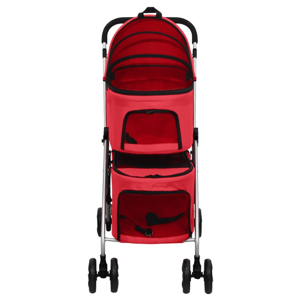 vidaXL 2-Layers Folding Dog Stroller Red 83x48x97 cm Oxford Fabric