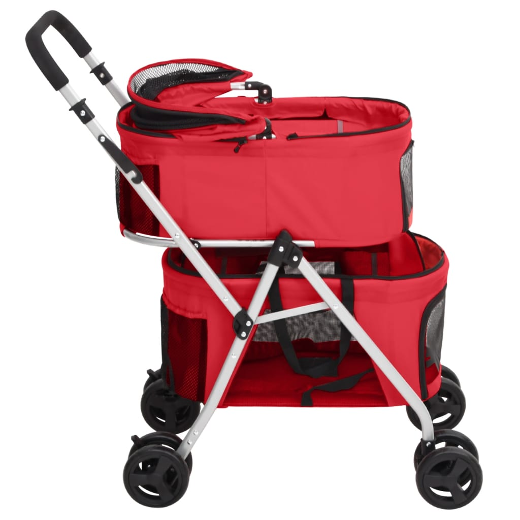vidaXL 2-Layers Folding Dog Stroller Red 83x48x97 cm Oxford Fabric