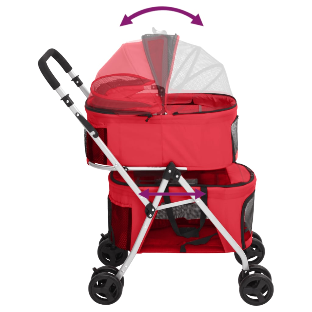 vidaXL 2-Layers Folding Dog Stroller Red 83x48x97 cm Oxford Fabric