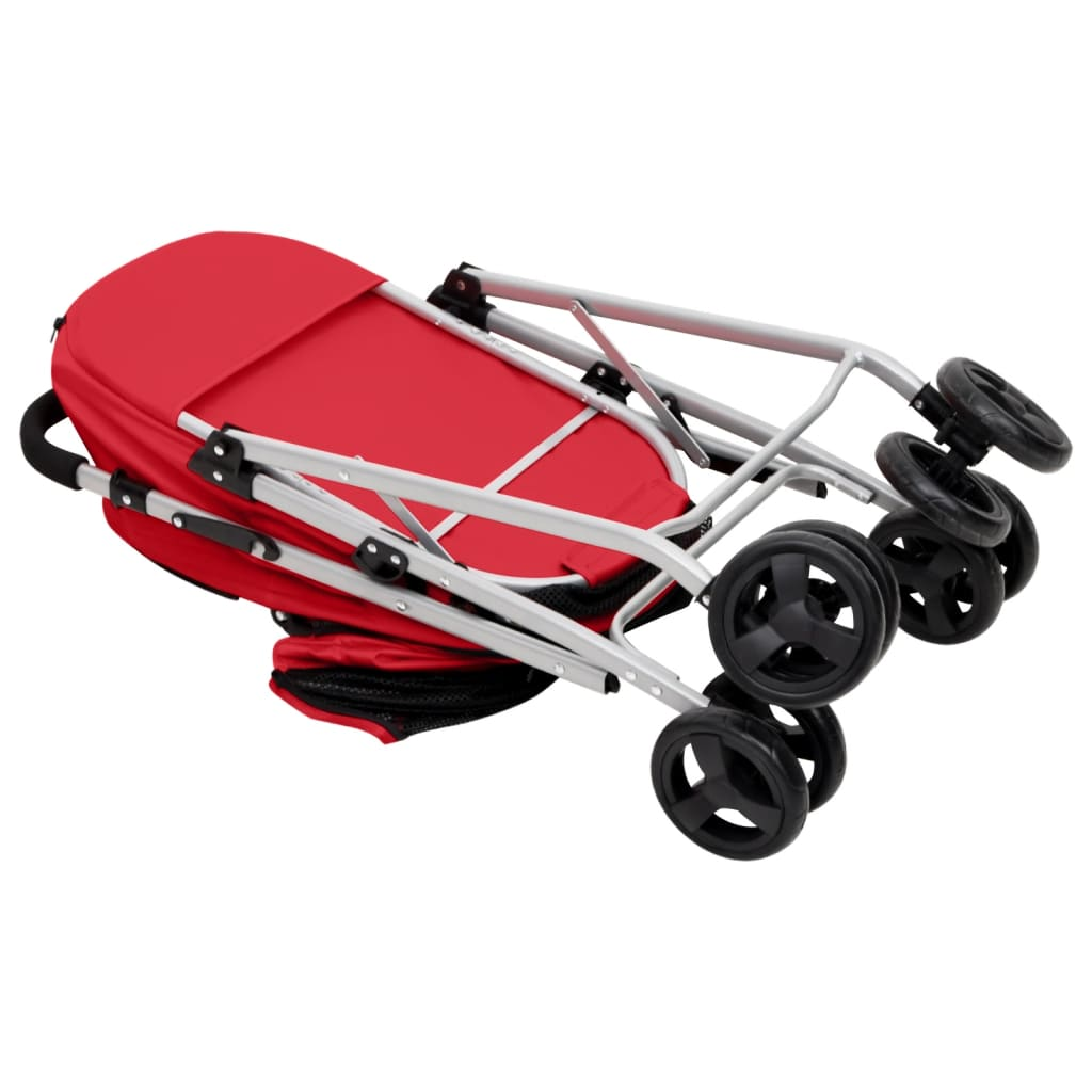 vidaXL 2-Layers Folding Dog Stroller Red 83x48x97 cm Oxford Fabric
