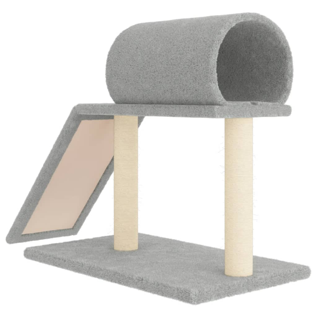vidaXL Cat Scratching Posts with Tunnel and Ladder Light Grey 55.5 cm