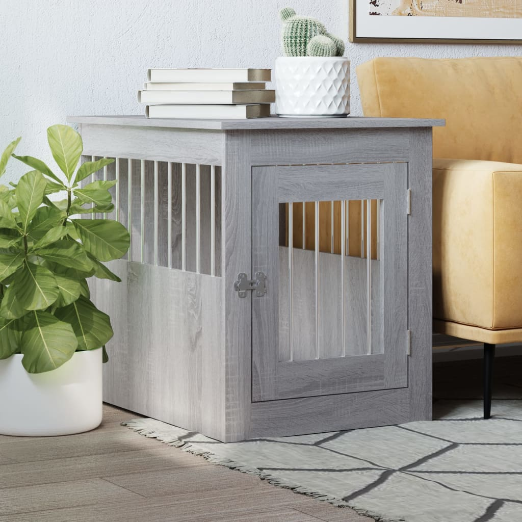 vidaXL Dog Crate Furniture Grey Sonoma
