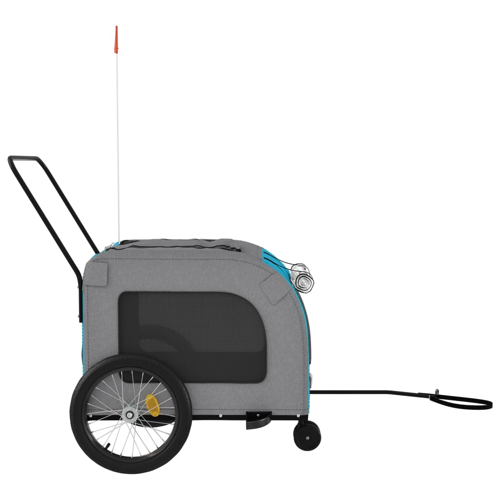vidaXL Pet Bike Trailer Blue and Grey Oxford Fabric and Iron