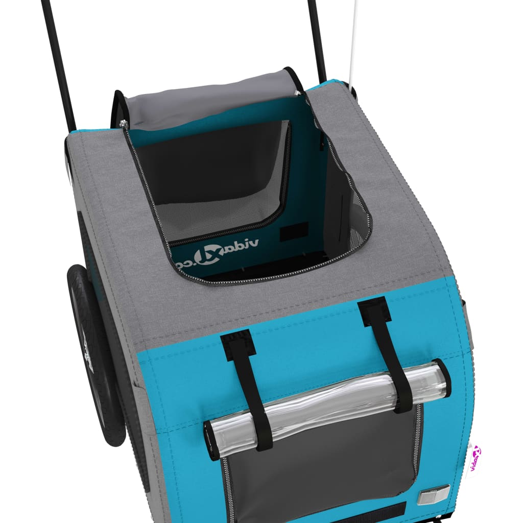 vidaXL Pet Bike Trailer Blue and Grey Oxford Fabric and Iron