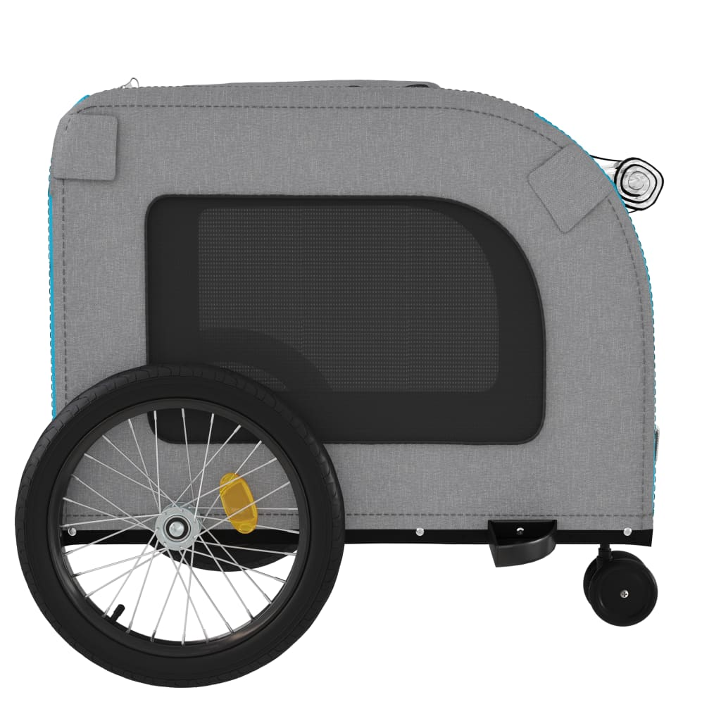 vidaXL Pet Bike Trailer Blue and Grey Oxford Fabric and Iron
