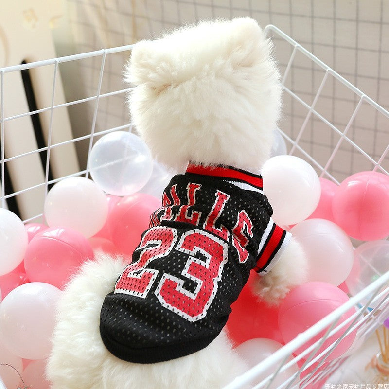 Dog Clothes Teddy Vest – Breathable Basketball-Style Jersey