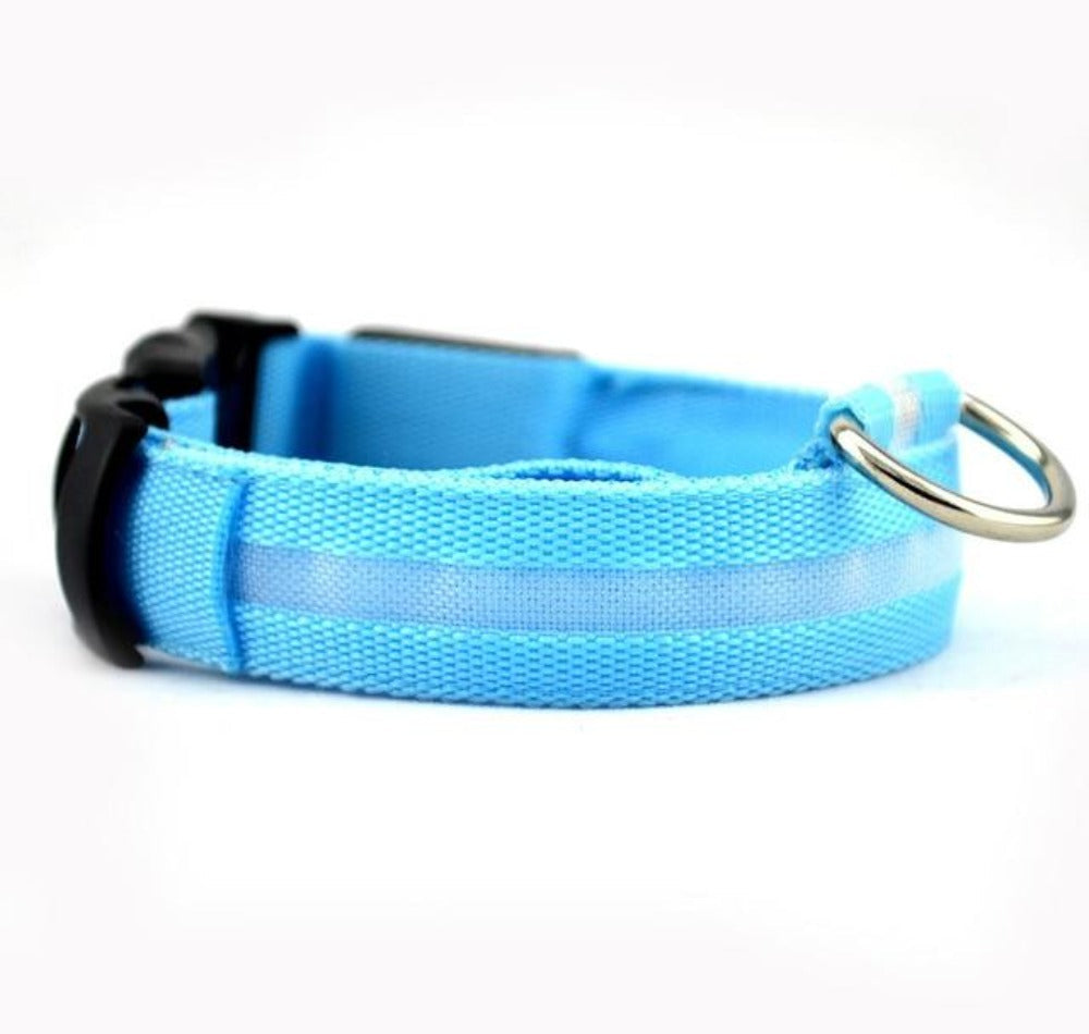 Nylon LED Dog Collar (2 Pcs Set) – Safety Flashing Collar for Night Visibility