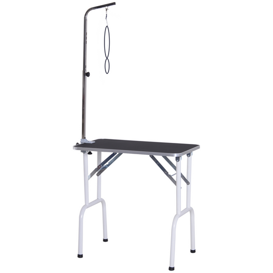 PawHut Foldable Dog Grooming Table Adjustable Fixed Arm Rubber Top for Small Dogs 81 x 49 x 80 cm
