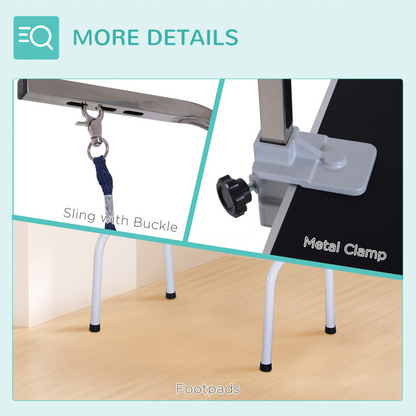 PawHut Foldable Dog Grooming Table Adjustable Fixed Arm Rubber Top for Small Dogs 81 x 49 x 80 cm
