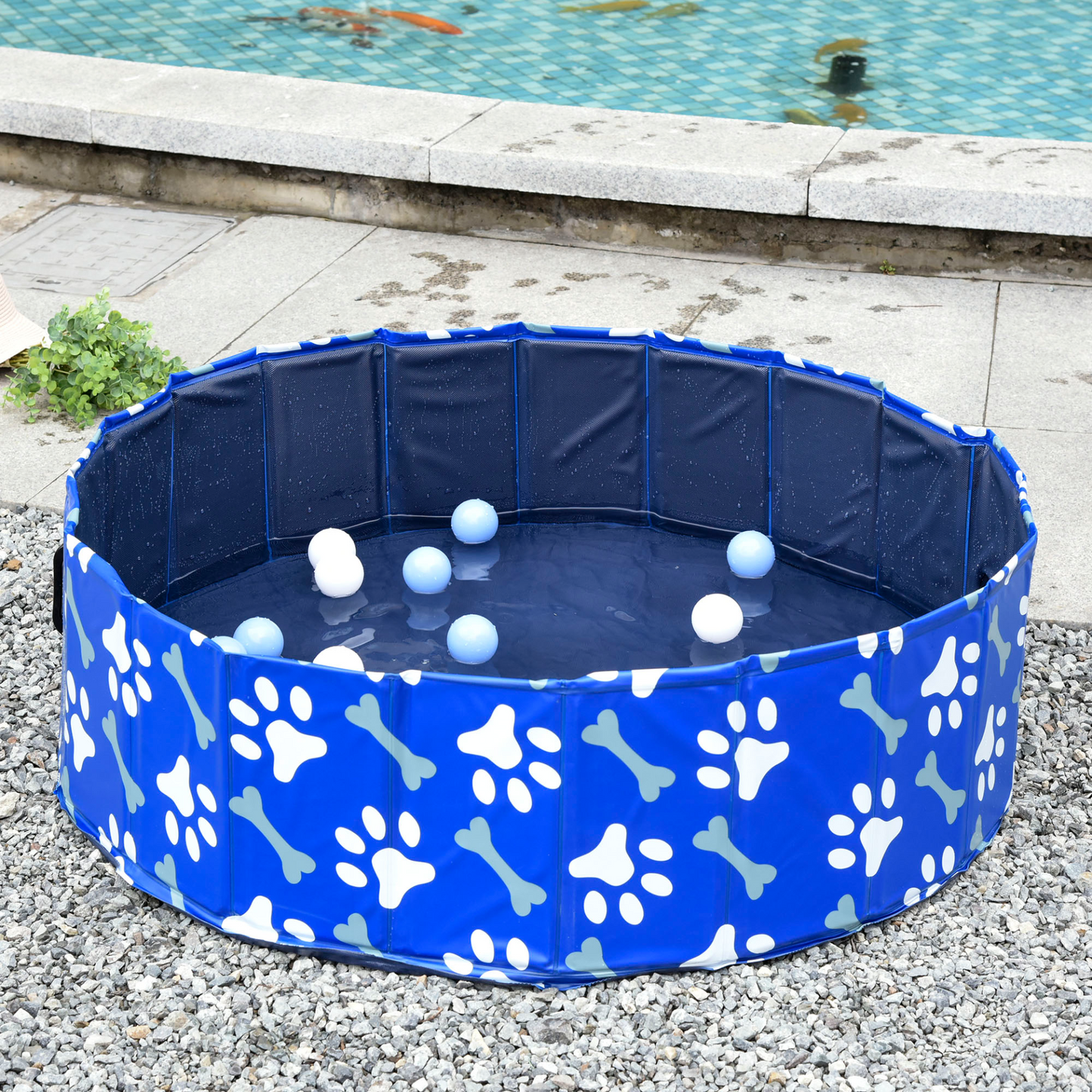 PawHut Foldable Dog Paddling Pool Pet Cat Swimming Pool Indoor/Outdoor Collapsible Bathing Tub Shower Tub Puppy