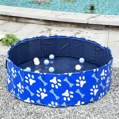 PawHut Foldable Dog Paddling Pool Pet Cat Swimming Pool Indoor/Outdoor Collapsible Bathing Tub Shower Tub Puppy