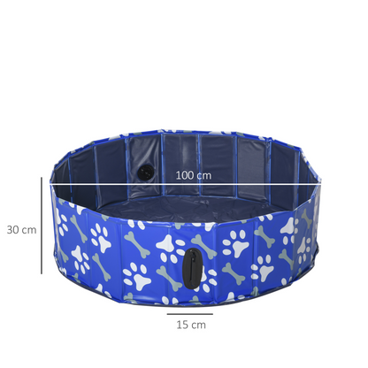 PawHut Foldable Dog Paddling Pool Pet Cat Swimming Pool Indoor/Outdoor Collapsible Bathing Tub Shower Tub Puppy