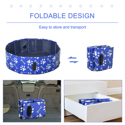 PawHut Foldable Dog Paddling Pool Pet Cat Swimming Pool Indoor/Outdoor Collapsible Bathing Tub Shower Tub Puppy