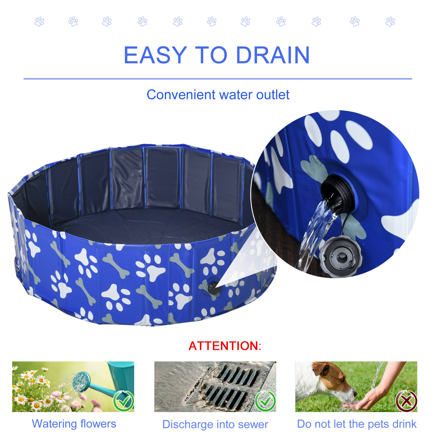 PawHut Foldable Dog Paddling Pool Pet Cat Swimming Pool Indoor/Outdoor Collapsible Bathing Tub Shower Tub Puppy