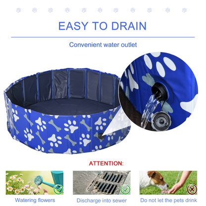 PawHut Foldable Dog Paddling Pool Pet Cat Swimming Pool Indoor/Outdoor Collapsible Bathing Tub Shower Tub Puppy