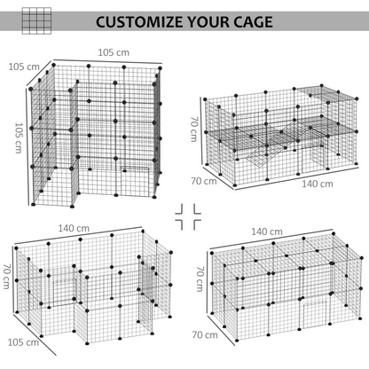 PawHut DIY Pet Playpen Metal Wire Fence Indoor Outdoor Guinea Pig Rabbit Small Animals Cage 36 Panel Enclosure Black