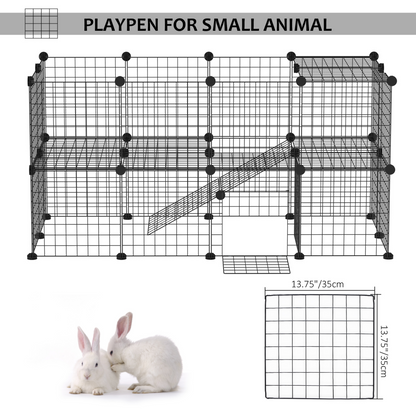 PawHut DIY Pet Playpen Metal Wire Fence Indoor Outdoor Guinea Pig Rabbit Small Animals Cage 36 Panel Enclosure Black