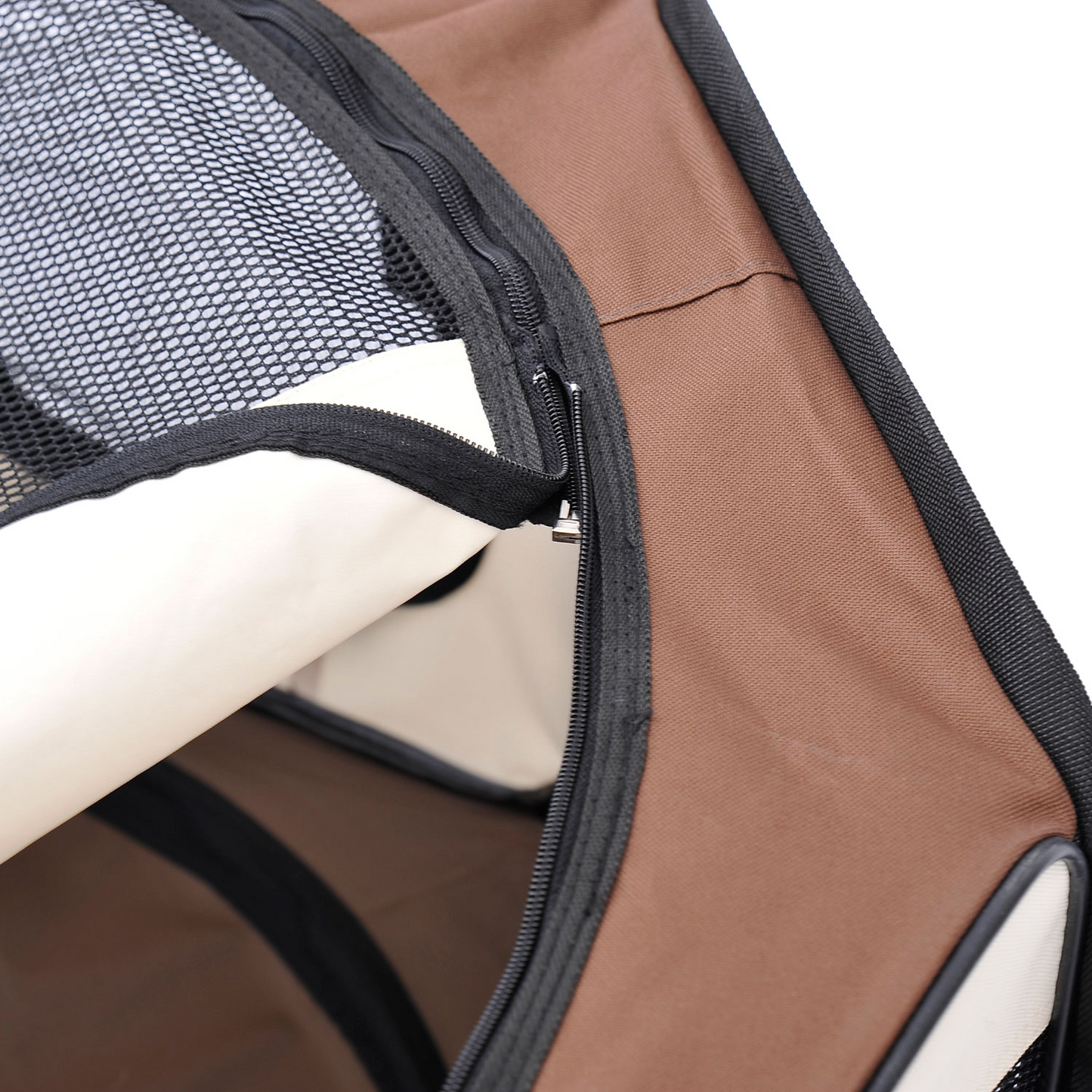 PawHut Fabric Dog Play Pen Puppy Pet Cat Rabbit Pig Guinea Playpen Run Indoor & Outdoor, Dia 90 x 41H cm Brown