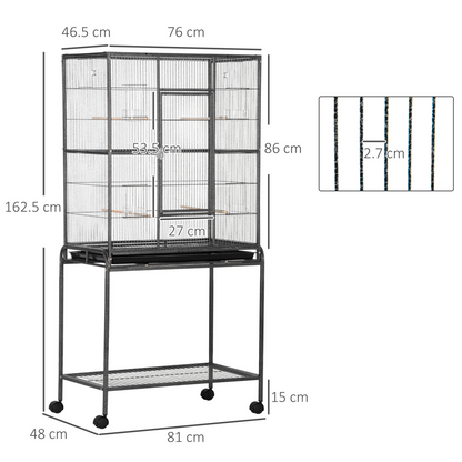 PawHut Bird Cage Canary Cages for Parakeet with Detachable Rolling Stand