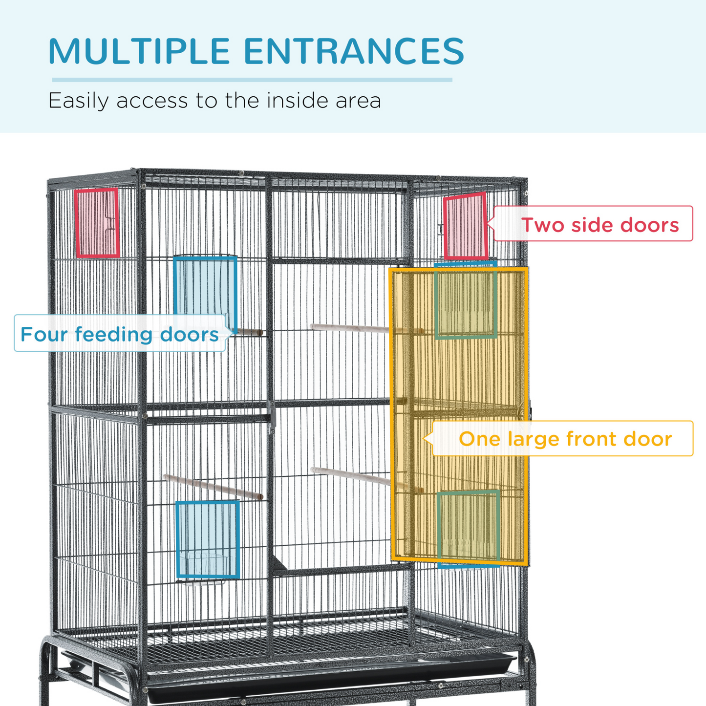 PawHut Bird Cage Canary Cages for Parakeet with Detachable Rolling Stand