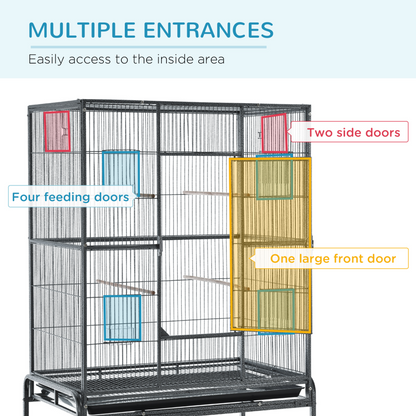PawHut Bird Cage Canary Cages for Parakeet with Detachable Rolling Stand