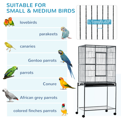 PawHut Bird Cage Canary Cages for Parakeet with Detachable Rolling Stand