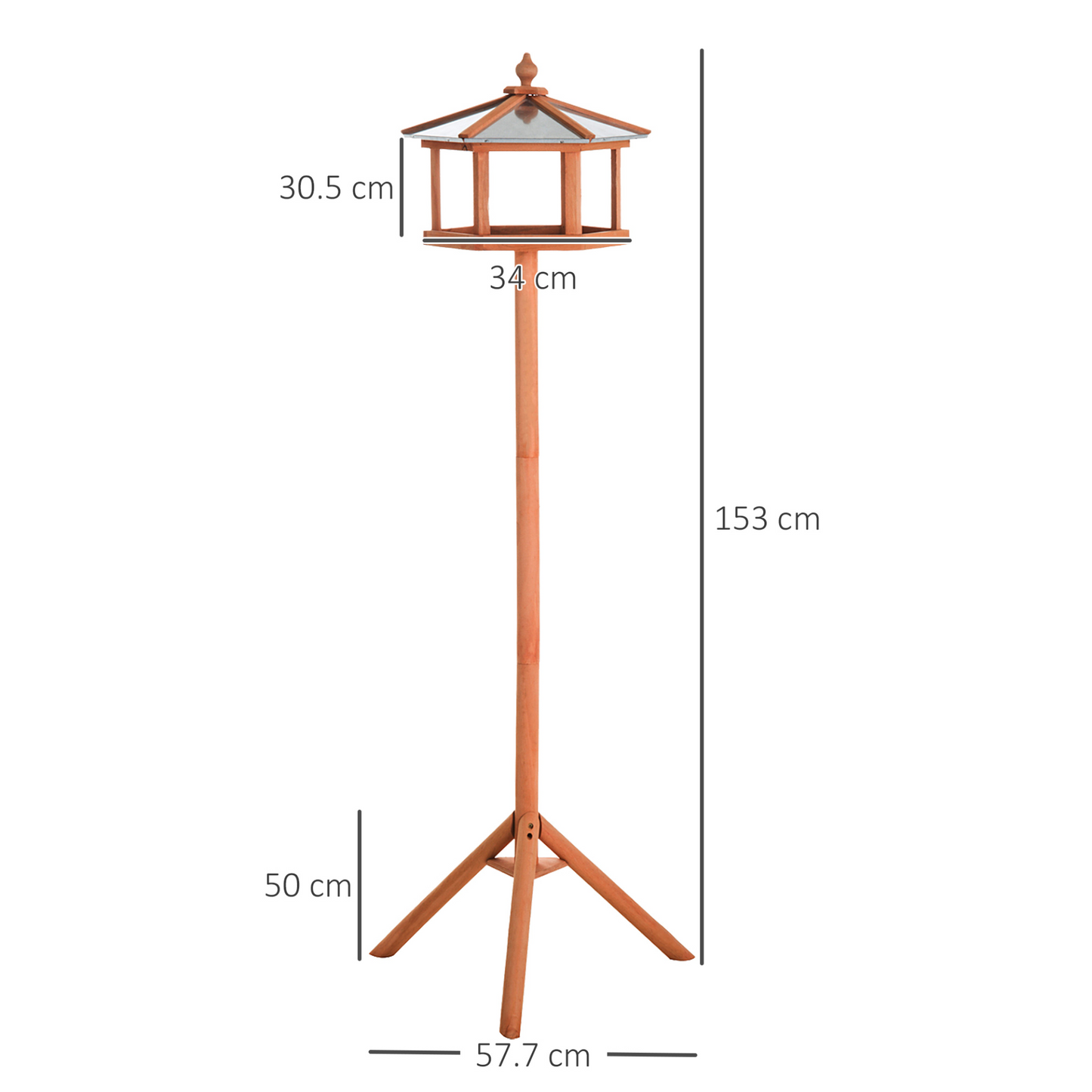 PawHut Wooden Bird Table Free Standing Bird Feeder Parrot Stand for Garden Patio or Balcony 153cm High