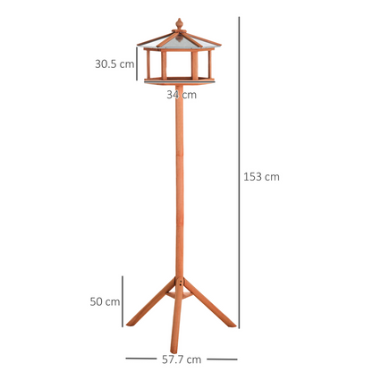 PawHut Wooden Bird Table Free Standing Bird Feeder Parrot Stand for Garden Patio or Balcony 153cm High
