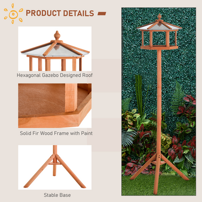 PawHut Wooden Bird Table Free Standing Bird Feeder Parrot Stand for Garden Patio or Balcony 153cm High