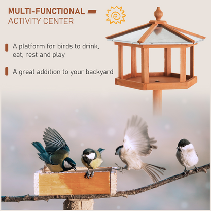 PawHut Wooden Bird Table Free Standing Bird Feeder Parrot Stand for Garden Patio or Balcony 153cm High