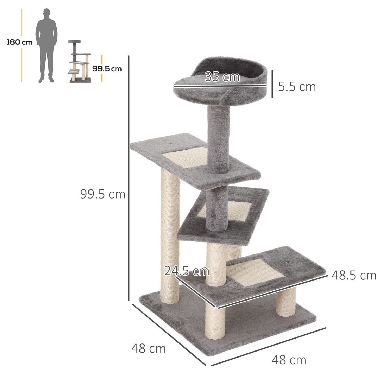 PawHut Cat Tree for Indoor Cats Kitten Scratch Scratching Centre